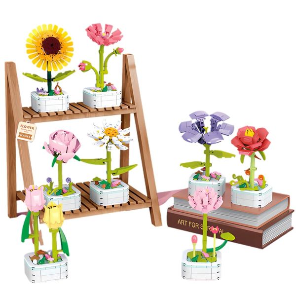 Building Block Flower Bouquet Building Sets DIY Creative Potting Building Blocks Flowers Artificial Flower Toy Gifts(Butterfly Orchid)