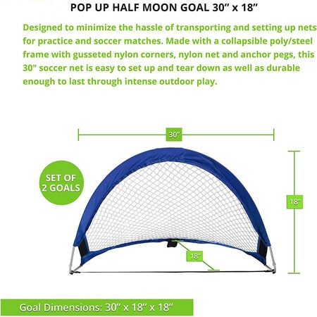 2PCS Portable Pop Up Soccer Goal Net Set for Kids or Adaults Trainning and Backyard Playing