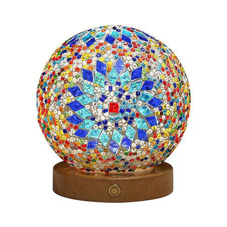 Turkish Table lamp 10 x 14 cm, Bohemian Tiffany Style Bedside Lamps, USB Power Supply Blue