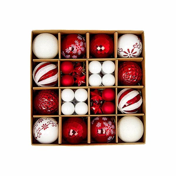 Ball Ornaments Set Shatterproof Christmas Tree Decor Decorative Set, for Home Holiday Wedding Party Xmas Hanging Decorations - Red/White.