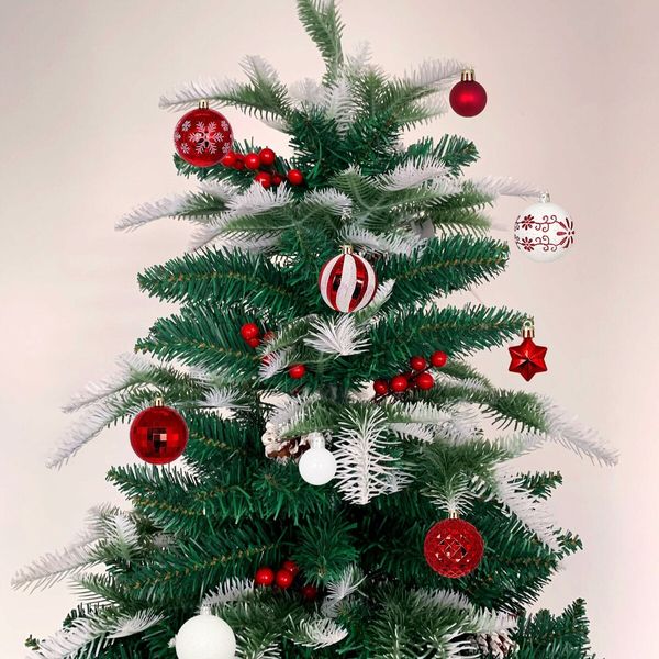 Ball Ornaments Set Shatterproof Christmas Tree Decor Decorative Set, for Home Holiday Wedding Party Xmas Hanging Decorations - Red/White.