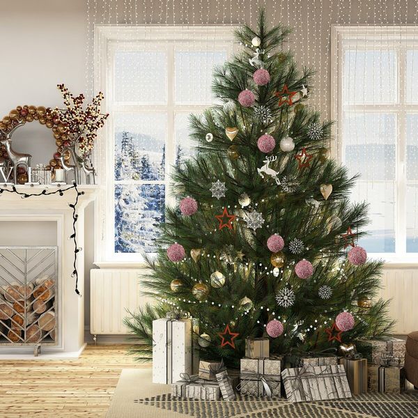 6 Pcs 8cm Christmas Tree Ball Ornaments Glitter Sequin Foam Ornaments Hanging Christmas Ball Decorations for Xmas Wedding Party Holiday Decor (ROSE GOLD)