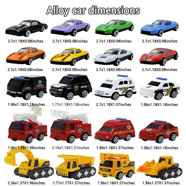 Christmas Advent Calendar,24 Days Countdown,24 Mini Alloys Inertia Cars Police Racing Construction Vehicles Fire Trucks Boys Kids Party Gifts