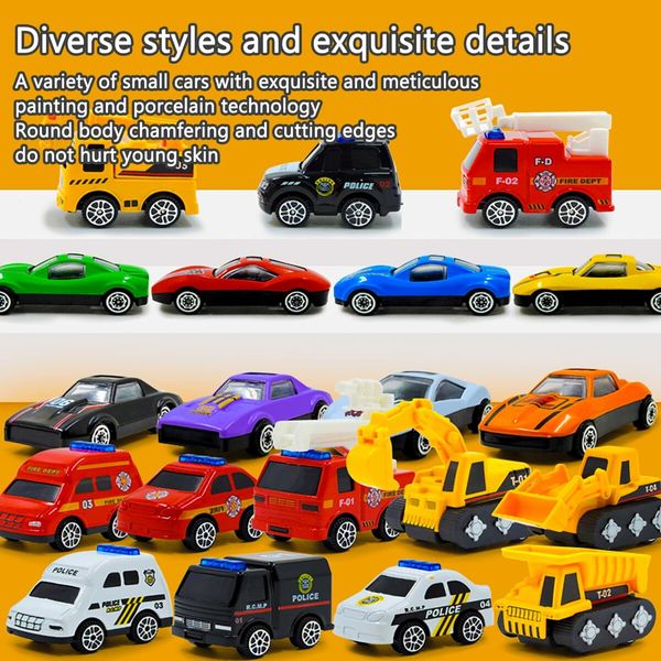 Christmas Advent Calendar,24 Days Countdown,24 Mini Alloys Inertia Cars Police Racing Construction Vehicles Fire Trucks Boys Kids Party Gifts