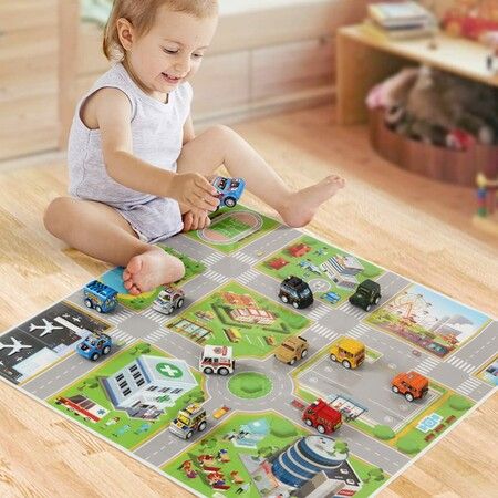 Advent Calendar Plastic Pull Back Cars for Boys, Girls, Kids  with 1 Map for Christmas Gifts Perfect Decor, Party Favors, Birthday