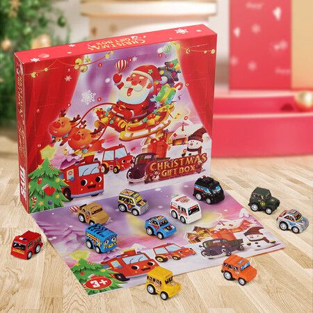 Advent Calendar Plastic Pull Back Cars for Boys, Girls, Kids  with 1 Map for Christmas Gifts Perfect Decor, Party Favors, Birthday