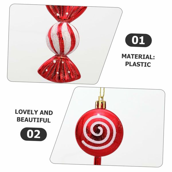 14pcs Christmas Candy Cane Ornaments Candy Xmas Tree Hanging Decors Ornament Combination Accessories Christmas Boots Gift Box