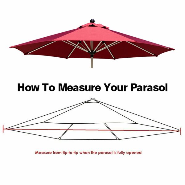 2.7m 8 Arm Parasol Canopy Cover Waterproof Awning Sun Shade Shelter Outdoor Garden PatioBlack