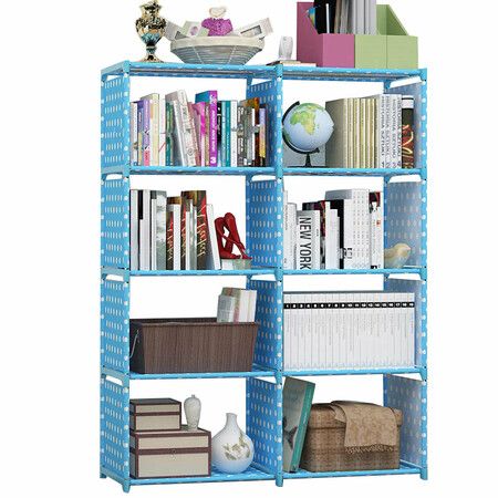 Double Row Bookshelf Simple Floor Shelf Children's Bookcase Student Bookcase Multi-Layer Reinforced Storage Cabinet #2 Pink