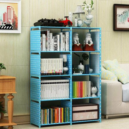 Double Row Bookshelf Simple Floor Shelf Children's Bookcase Student Bookcase Multi-Layer Reinforced Storage Cabinet #2 Pink