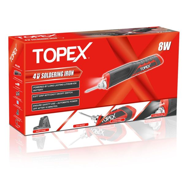 TOPEX 4V Max Cordless Soldering Iron with Rechargeable Lithium-Ion Battery