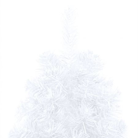 Artificial Half Christmas Tree with LED&Stand White 210 cm PVC