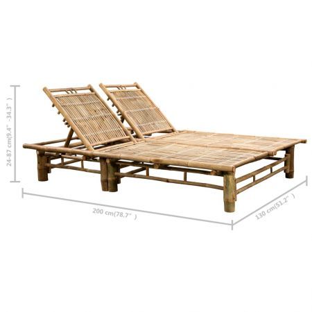 2-Person Sun Lounger with Cushions Bamboo