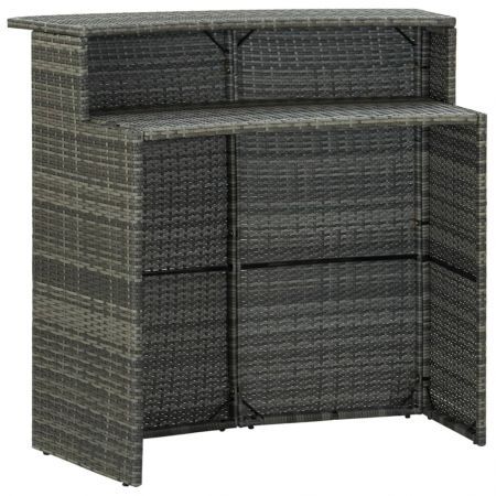 3 Piece Garden Bar Set with Cushions Grey