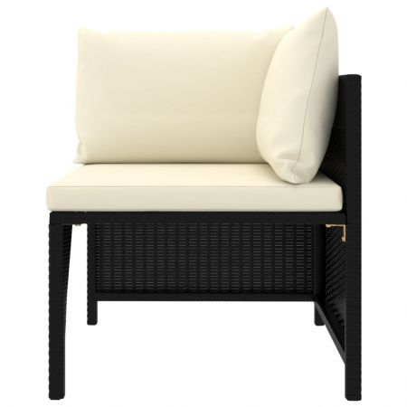 6 Piece Garden Lounge Set with Cushions Poly Rattan Black