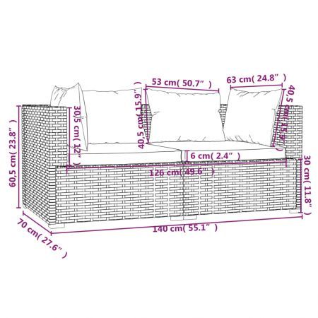 3 Piece Garden Lounge Set with Cushions Grey Poly Rattan