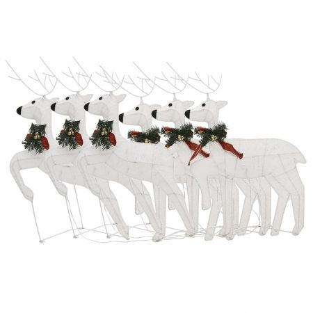 Christmas Reindeers 6 pcs White 120 LEDs