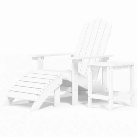 Garden Adirondack Chair with Footstool & Table HDPE White