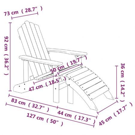 Garden Adirondack Chair with Footstool & Table HDPE White