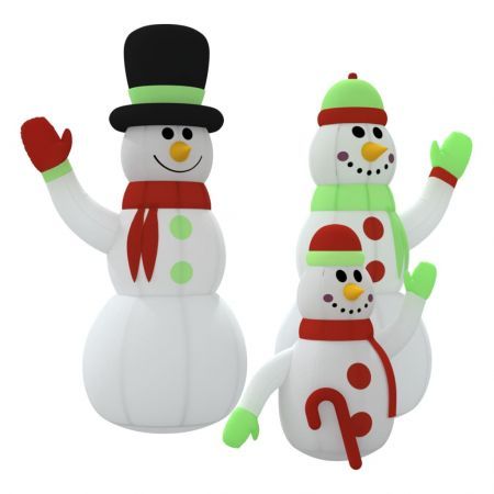 Inflatable Snowman Family with LEDs 500 cm