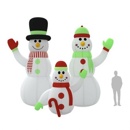 Inflatable Snowman Family with LEDs 500 cm