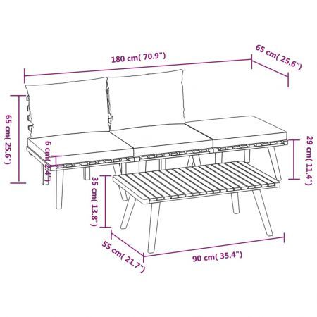 4 Piece Garden Lounge Set with Cushions Solid Wood Acacia