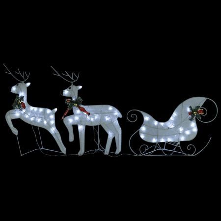 Reindeer & Sleigh Christmas Decoration 100 LEDs Outdoor White