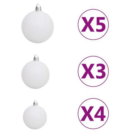 Artificial Half Christmas Tree with LEDs&Ball Set White 210 cm