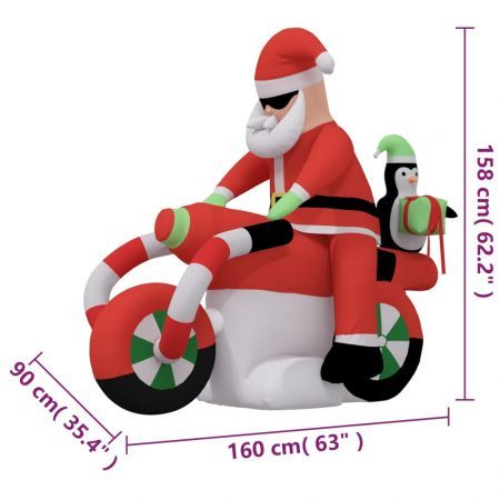 Christmas Inflatable Santa on Motorcycle LED 158 cm