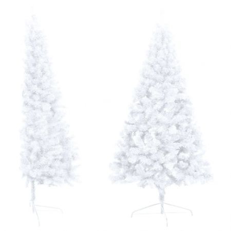 Artificial Half Christmas Tree with LED&Stand White 150 cm PVC