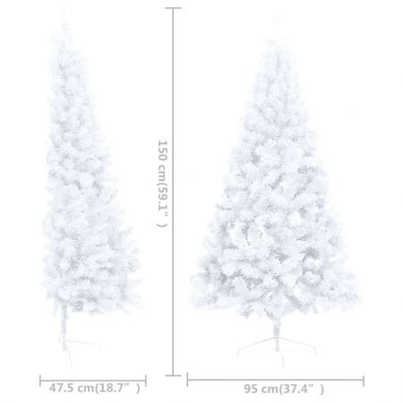 Artificial Half Christmas Tree with LED&Stand White 150 cm PVC