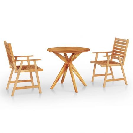 3 Piece Garden Dining Set Solid Wood Acacia