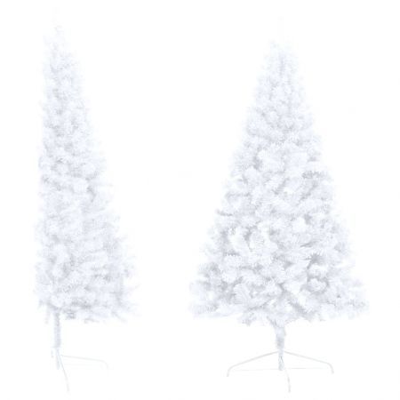 Artificial Half Christmas Tree with LED&Stand White 240 cm PVC