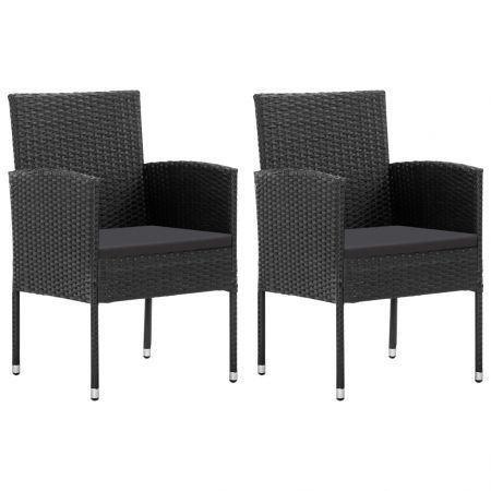 3 Piece Garden Dining Set Poly Rattan Black