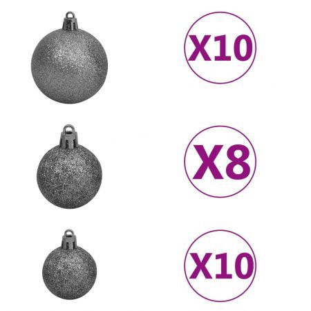 Upside-down Artificial Christmas Tree with LEDs&Ball Set 210 cm