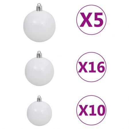 Upside-down Artificial Christmas Tree with LEDs&Ball Set 210 cm