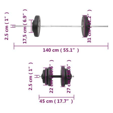 Barbell and Dumbbell with Plates 60 kg