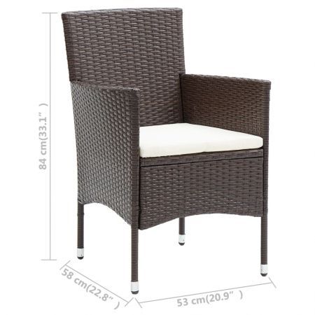 Garden Dining Chairs 4 pcs Poly Rattan Brown