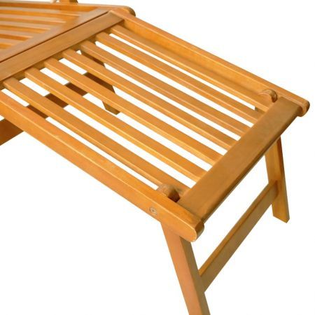 Outdoor Deck Chairs with Footrests and Table Solid Wood Acacia