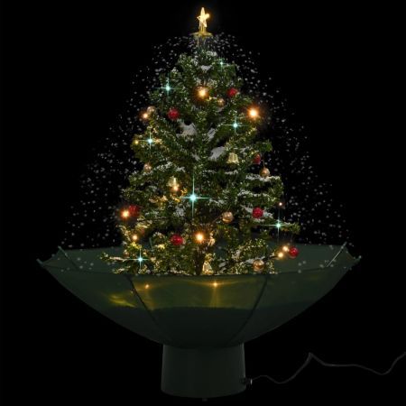 Snowing Christmas Tree with Umbrella Base Green 75 cm