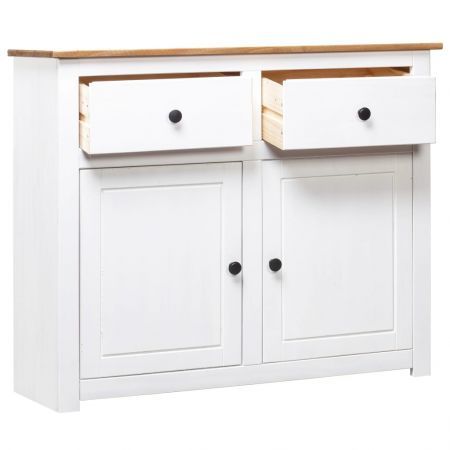 Sideboard White 93x40x80 cm Solid Pinewood Panama Range