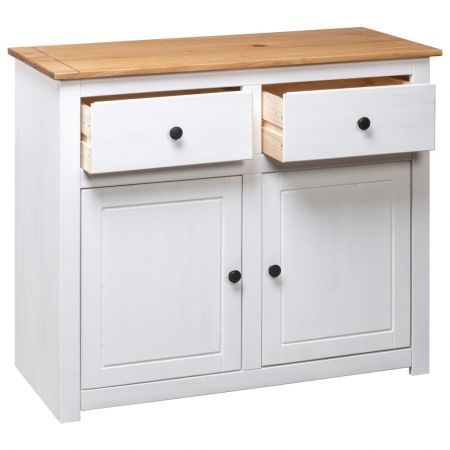 Sideboard White 93x40x80 cm Solid Pinewood Panama Range