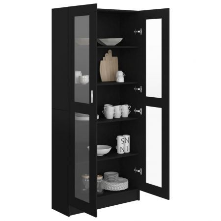 Vitrine Cabinet Black 82.5x30.5x185.5 cm Engineered Wood