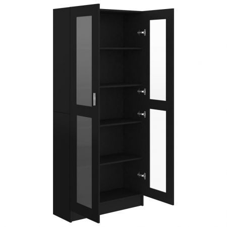 Vitrine Cabinet Black 82.5x30.5x185.5 cm Engineered Wood