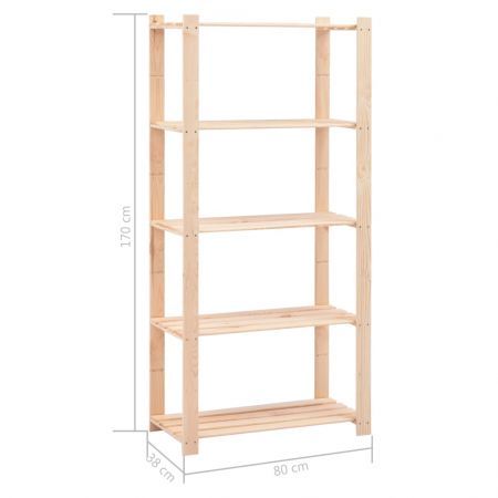 5-Tier Storage Rack 80x38x170 cm Solid Wood Pine 250 kg