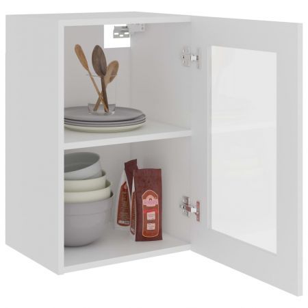 Hanging Glass Cabinet White 40x31x60 cm Engineered Wood