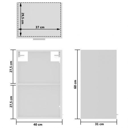 Hanging Glass Cabinet White 40x31x60 cm Engineered Wood