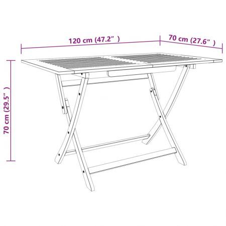 Folding Garden Table 120x70x75 cm Solid Eucalyptus Wood