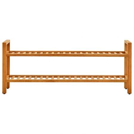 Shoe Rack with 2 Shelves 100x27x40 cm Solid Oak Wood