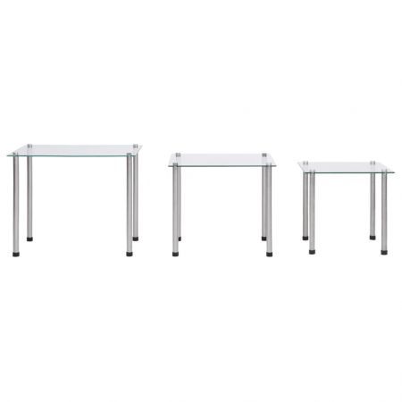 Nesting Tables 3 pcs Transparent Tempered Glass